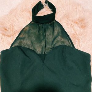 Black partially sheered crop top